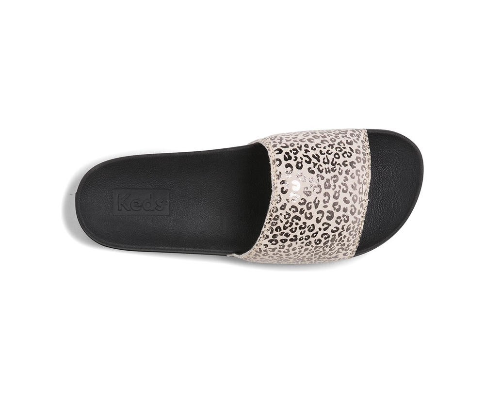 Sandalias Keds Mujer Negros/Dorados - Bliss Ii Cuero Leopard - 2693-TSCEO